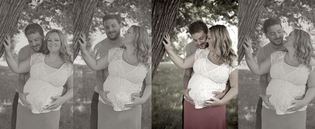 maternity husband and pregnant wife in forest