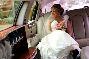 Bride waiting in limo
