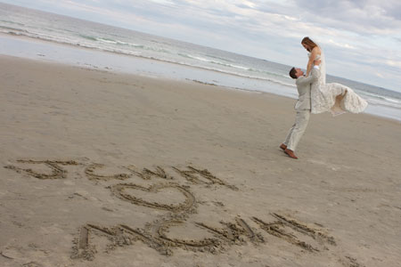 wedding writings in the sand