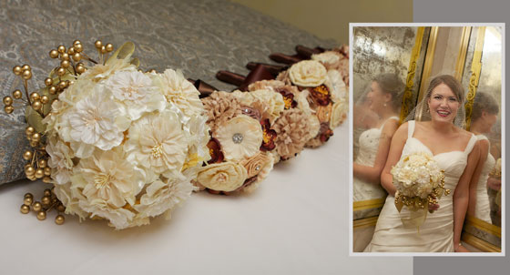 handmade silk bouquets with bridal portrait