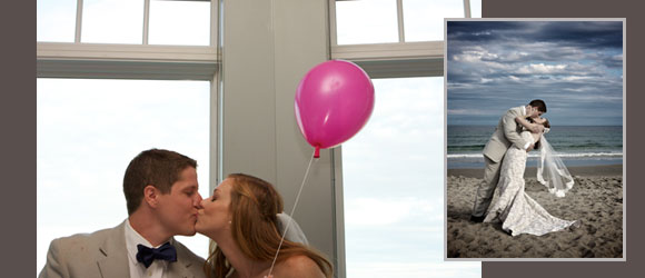 wedding kiss dramatic beach