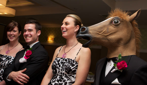 wedding comedian horse head mask